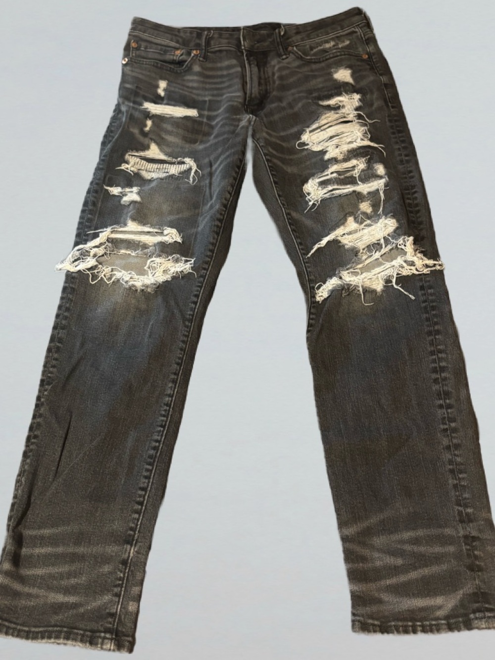 American EagleBlack Distressed Ripped  Jeans